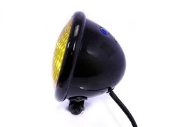 4.75" Chopper Headlight "Bates Style" Black & Yellow -Motoronderdelen Winkel 475 chopper headlight bates style black yellow 2