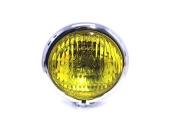 4.75" Chopper Headlight "Bates Style" Chrome & Yellow -Motoronderdelen Winkel 475 chopper headlight bates style chrome yellow 2