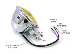 4.75" Chopper Headlight "Bates Style" Chrome & Yellow -Motoronderdelen Winkel 475 chopper headlight bates style chrome yellow 3