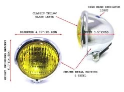4.75" Chopper Headlight "Bates Style" Chrome & Yellow -Motoronderdelen Winkel 475 chopper headlight bates style chrome yellow 4