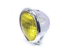 4.75" Chopper Headlight "Bates Style" Chrome & Yellow -Motoronderdelen Winkel 475 chopper headlight bates style chrome yellow 8