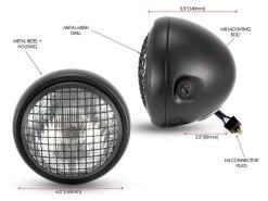 6" Mesh Headlight Scrambler Black -Motoronderdelen Winkel 6 mesh headlight scrambler black 4