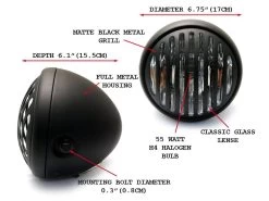 6.75" Steampunk Chopper Matte Black Headlight -Motoronderdelen Winkel 675 steampunk chopper matte black headlight 7