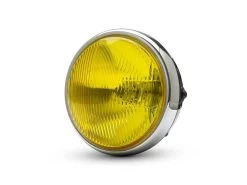 7" Bobber Chrome/Black Headlight - Yellow Lens