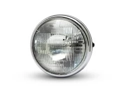 7" Chrome/Black Shorty Metal Headlight - 12v / 55w Sealed Beam