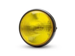 7" Custom Gloss Black Headlight - Yellow Lens