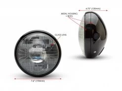 7" Gloss Black Shorty Metal Headlight - 12v / 55w Sealed Beam -Motoronderdelen Winkel 7 gloss black shorty metal headlight 12v 55w seale 5