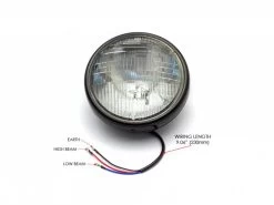 7" Gloss Black Shorty Metal Headlight - 12v / 55w Sealed Beam -Motoronderdelen Winkel 7 gloss black shorty metal headlight 12v 55w seale 6