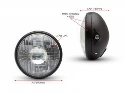 7" Matte Black Shorty Metal Headlight - 12v / 55w Sealed Beam -Motoronderdelen Winkel 7 matte black shorty metal headlight 12v 55w seale 6