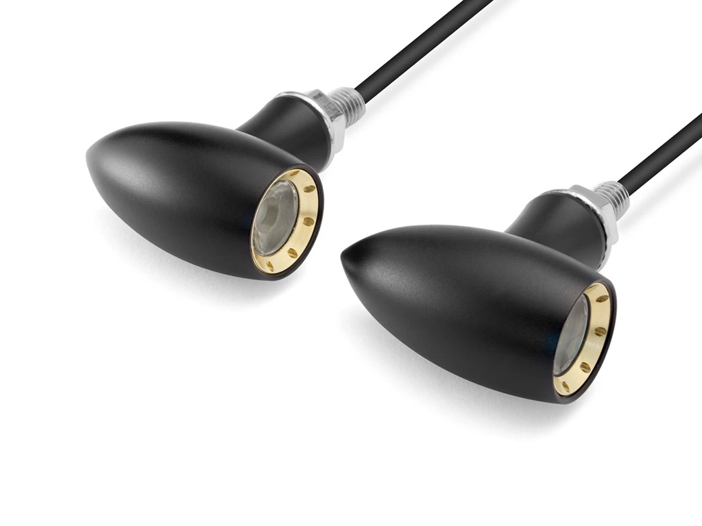 Black / Brass Mini LED Turn Signals Type "Ladz" 4 Black / Brass Mini LED Turn Signals Type "Ladz" - Afbeelding 2