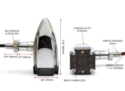 Chrome Led Turn Signals Retro Style Smoked / Clear -Motoronderdelen Winkel chrome led turn signals retro style smoked clear 4