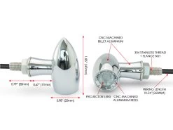 Chrome Mini LED Turn Signals Type "Ladz" -Motoronderdelen Winkel chrome mini led turn signals type ladz 3