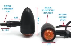 Led Turnsignals "Torpedo" Aluminium Black & Orange