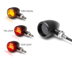 Set Bullet "Truro" Turn Signals / Taillight CNC - Black -Motoronderdelen Winkel set bullet truro turn signals taillight cnc black 5