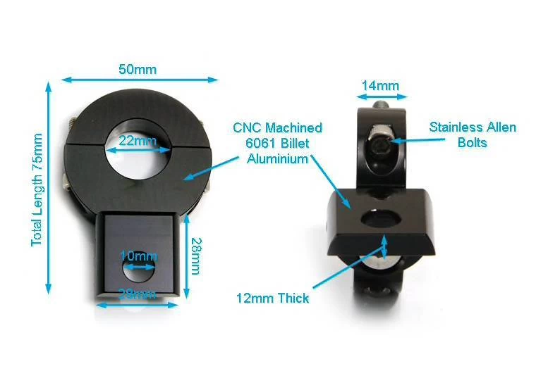 Universal Black CNC Light Bracket (select Your Size) 4 Universal Black CNC Light Bracket (select Your Size) - Afbeelding 2